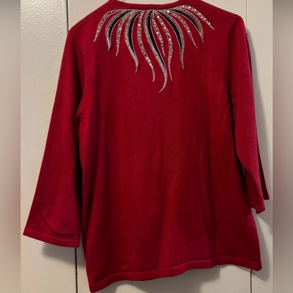BOB MACKIE RED SWEATER with sequence (M) - Picture 6 of 6